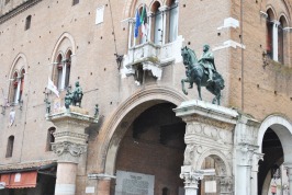 Statues on the facade of the Estense Ducal Palace or Palazzo Municipale in Ferrara