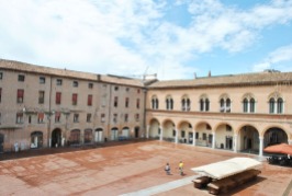 The interior courtyard of the Estense Ducal Palace or Palazzo Municipale in Ferrara